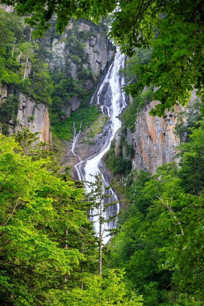 Hokkaido, Japonya Rainforest dağ şelale Stok Resim