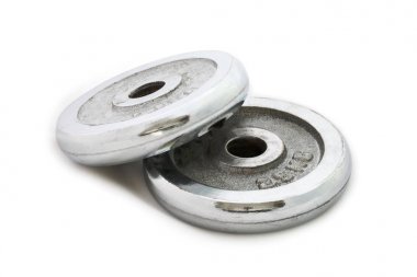 Demir ağırlık plaka beyaz arka plan üzerinde izole ağırlık çalışması için