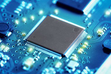 Elektronik devre kartını kapat. teknoloji biçimi kavramı.