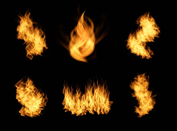 Realistic orange fire flames set. — Stock Photo, Image