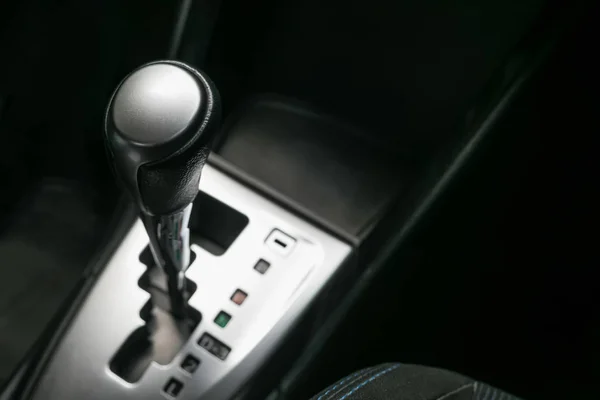 Close up gear stick interior inside bright car. — Stock Photo, Image