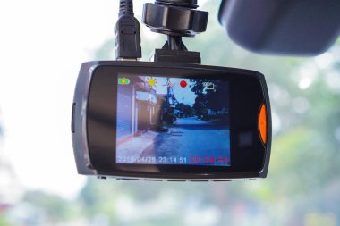 Yol güvenliği için araba kamera CCTV. Kamera recoder