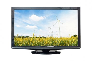 Beyaz arka plan üzerinde izole siyah Hd monitör doğa.