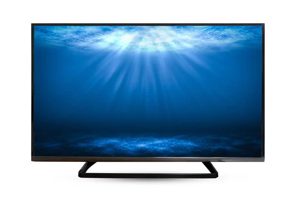 Televisione monitor riflessione dell'acqua isolato su sfondo bianco — Foto Stock