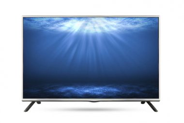 Beyaz arka plan TV düz ekran derin deniz izole.