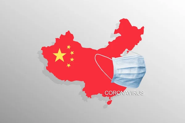 Contre Infection Par Virus Corona Sur Fond Carte Rouge Chine — Photo