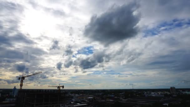 Construcción Rascacielos Construcción Torre Grúa Cielo — Vídeos de Stock