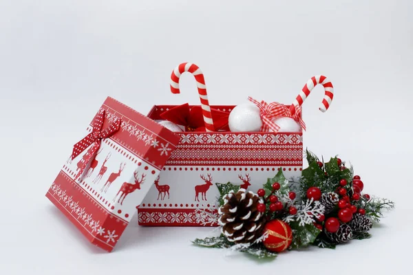 Christmas gift on a white background with space for text — Stock Photo, Image