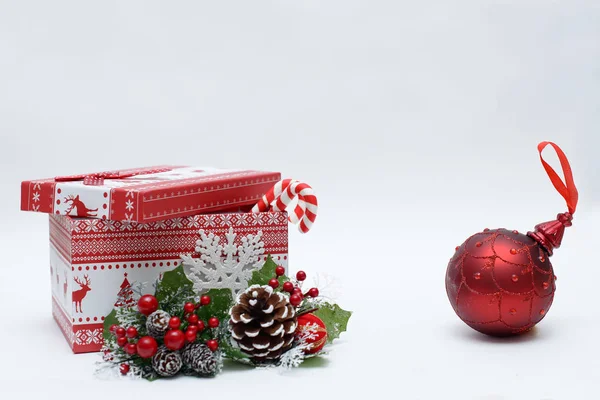 Christmas gift on a white background with space for text — Stock Photo, Image