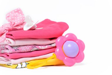 Onun bir kız pembe Tema duş bebek veya çocuk odası arka plan 
