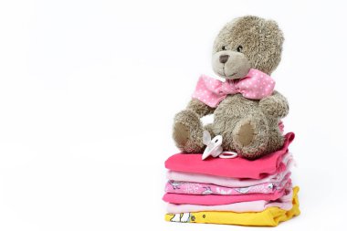 Onun bir kız pembe Tema duş bebek veya çocuk odası arka plan 