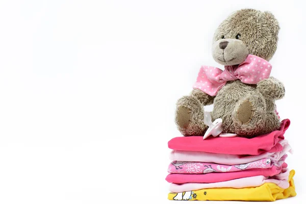É um tema rosa menina chuveiro do bebê ou berçário fundo — Fotografia de Stock