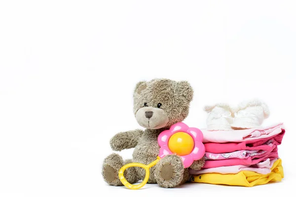 Onun bir kız pembe Tema duş bebek veya çocuk odası arka plan 