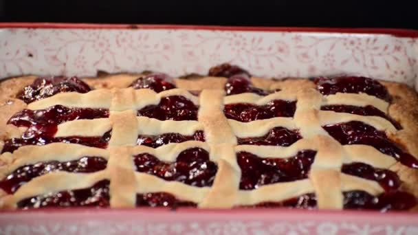 Torta Cereja Assar Forno — Vídeo de Stock