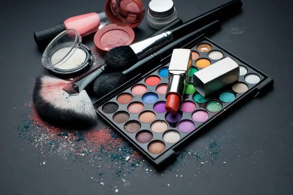 Set Cosmetics Black Background — Stock Photo, Image