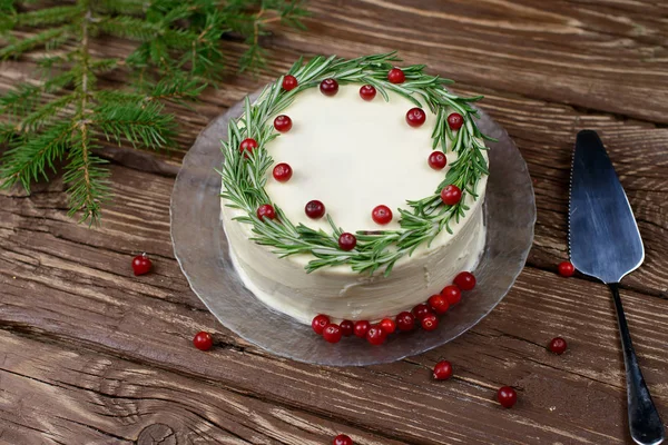 Torta Con Cioccolato Bianco Rosmarino Mirtillo Rosso — Foto Stock