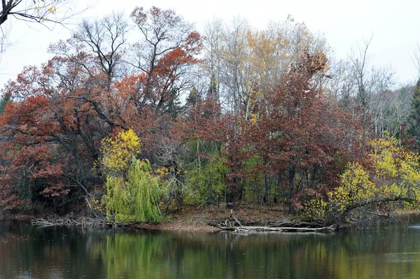Paysage fluvial à la fin de l'automne — Photo