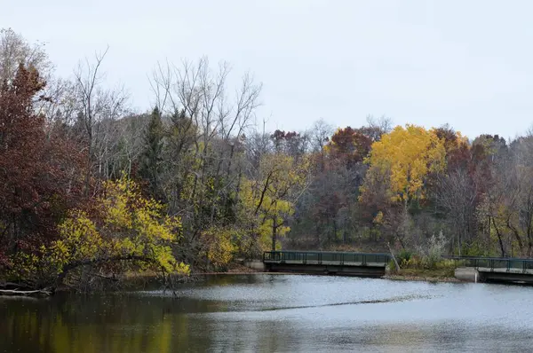 遅くの間に川の風景秋 — ストック写真