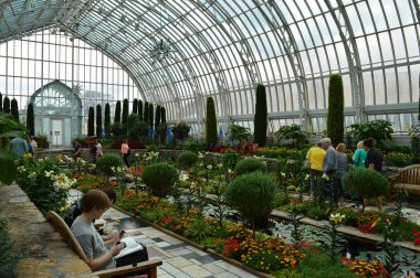 Saint Paul, Minnesota Haziran 2017: Yaz çiçek göster: Como Hayvanat Bahçesi ve St Paul, Mn limonlukta batık bahçesinde.