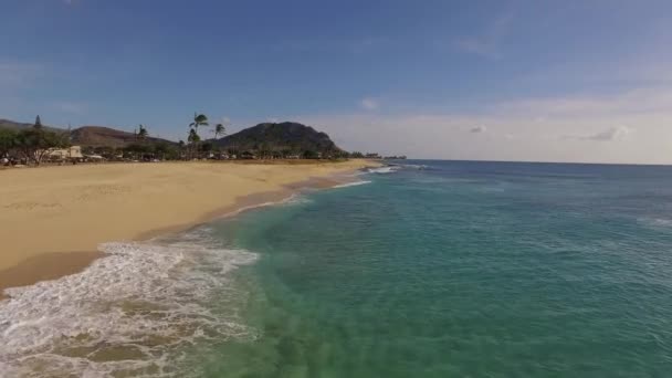 Aerial Maili Beach Park voando sobre as ondas — Vídeo de Stock