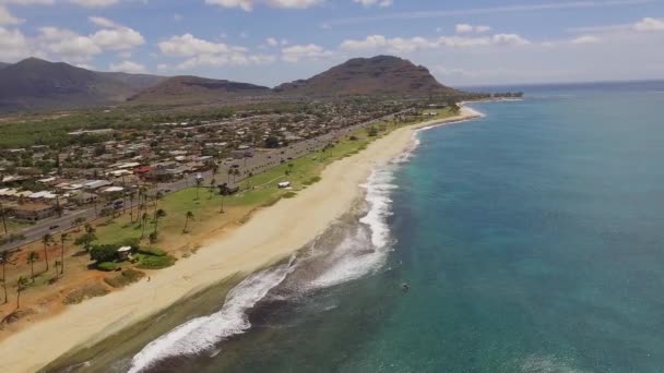Aerial Maili Beach Park Oahu Havaí — Vídeo de Stock