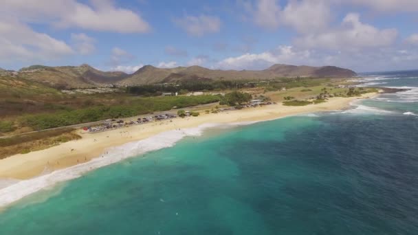 Antenowe piaszczysta plaża Oahu — Wideo stockowe