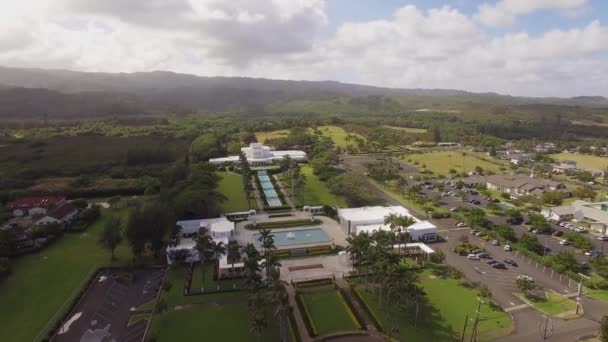 Laie aérea Hawaii Temple, Oahu — Vídeo de Stock
