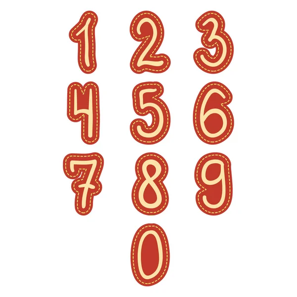 Numéros autocollants dessin à la main style enfants isolés — Image vectorielle