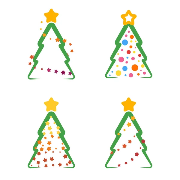 Arbre de Noël avec étoile et guirlande — Image vectorielle