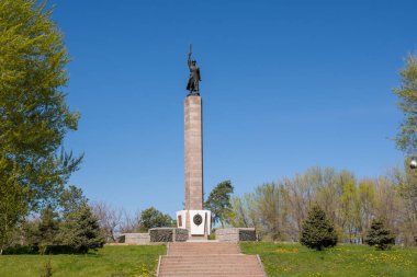 Volgograd. Rusya - 27 Nisan 2017 Savaş Anıtı Stalingrad savunan 10 bölüm Nkvd asker ve milis Stalingrada-güvenlik görevlileri,