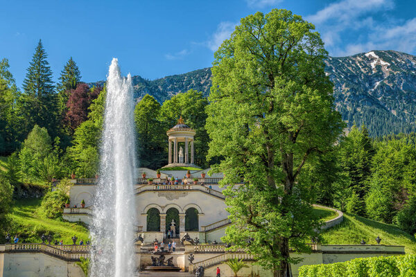 Terraced gardens with fountains, cascades and waterfalls in Lind