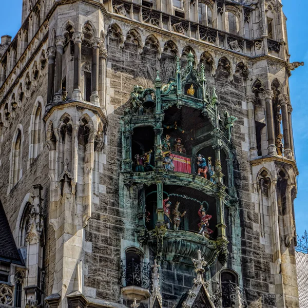 Richly decorated facade of Neues Rathaus (New Town Hall), a town — Stock Photo, Image