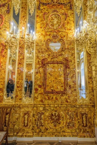 Αγία Πετρούπολη Ρωσία Φεβρουάριος 2020 Πρόσφατα Ανακαινισμένο Amber Room Amber — Φωτογραφία Αρχείου