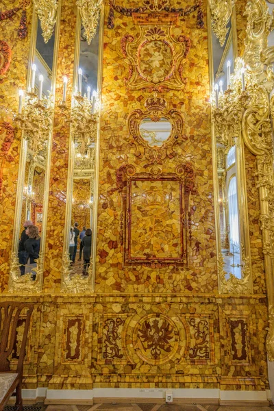 Petrohrad Rusko Února 2020 Nově Zrekonstruovaný Amber Room Amber Chamber — Stock fotografie