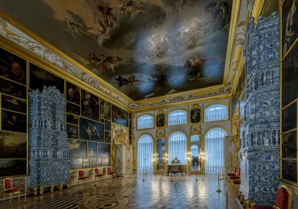 Petersburg Russia Feb 2020 Ornate Interior Catherine Palace Picture Hall — Stock Photo, Image