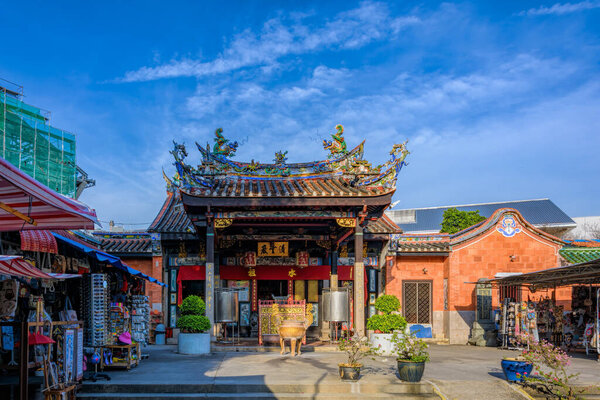 PENANG, MALAYSIA - Oct 18, 2017: The exterior and entrance of Snake Temple (Hock Kin Keong). It was built for the worship of the deity Cheng Chooi Chor Soo (Chor Soo Kong), a Buddhist monk from China.