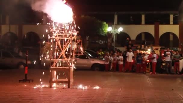 Chiapa Corzo Chiapas México Diciembre 2017 Fire Show Sobre Celebración — Vídeos de Stock