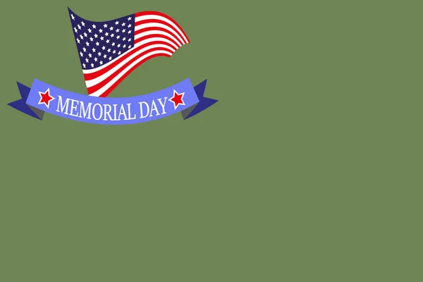 Tarjeta Felicitación Para Memorial Day Con Bandera — Vector de stock