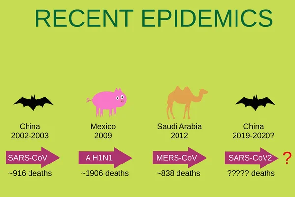 Epidemias Recientes Con Lugares Agentes Causales Enfermedad Número Víctimas Tiempo — Vector de stock