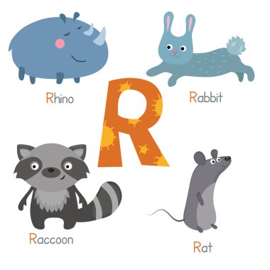 Cute zoo alphabet clipart