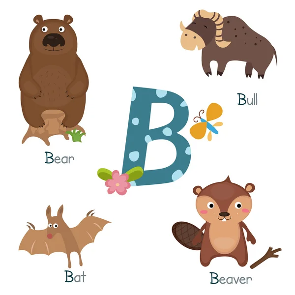 Niedliches Zoo-Alphabet — Stockvektor