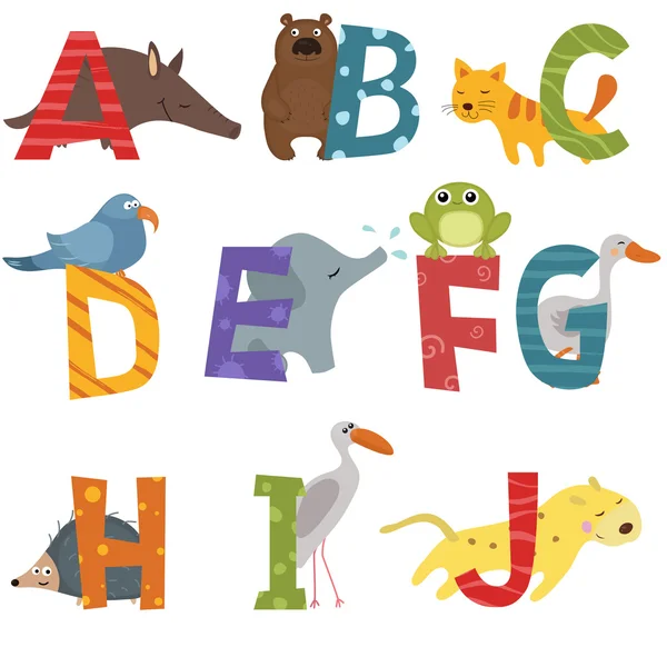 Niedliches Zoo-Alphabet — Stockvektor