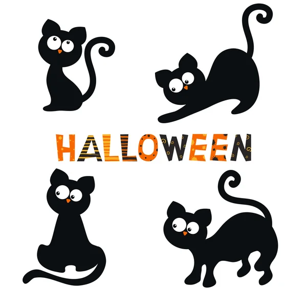 Conjunto de gatos negros. — Vector de stock