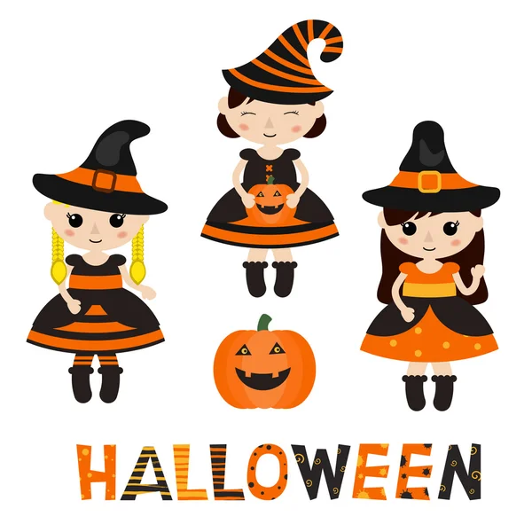 Set of characters for Halloween in cartoon style. — Stock Vector