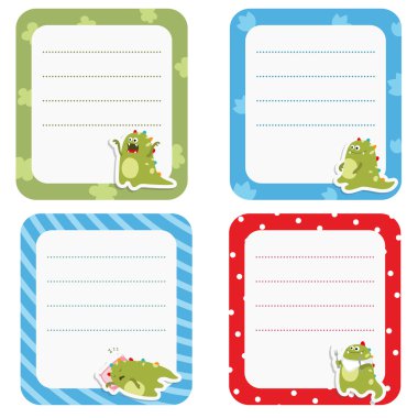 Çizgi film dinozorlar ile şirin yaratıcı kart dizisini.