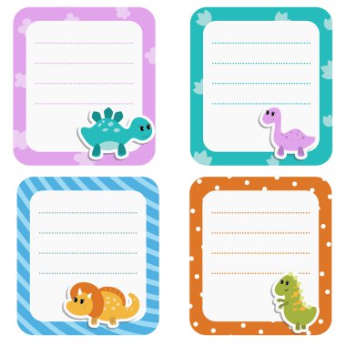 Çizgi film dinozorlar ile şirin yaratıcı kart dizisini.