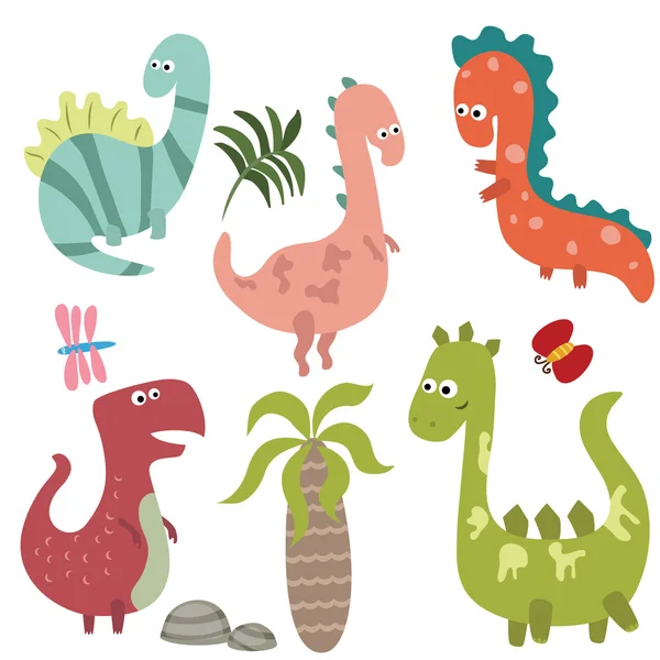 Set dinosaurios divertidos — Vector de stock
