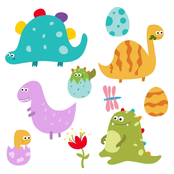 Set funny dinosaurs — Stock Vector