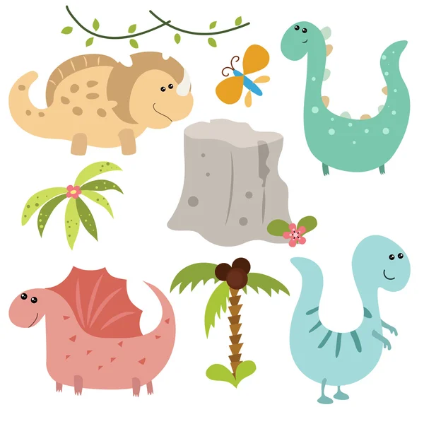 Set funny dinosaurs — Stock Vector