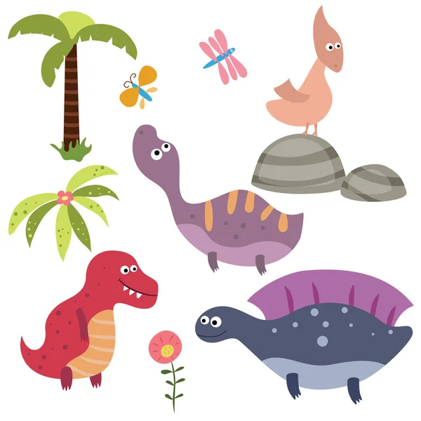 Set funny dinosaurs — Stock Vector